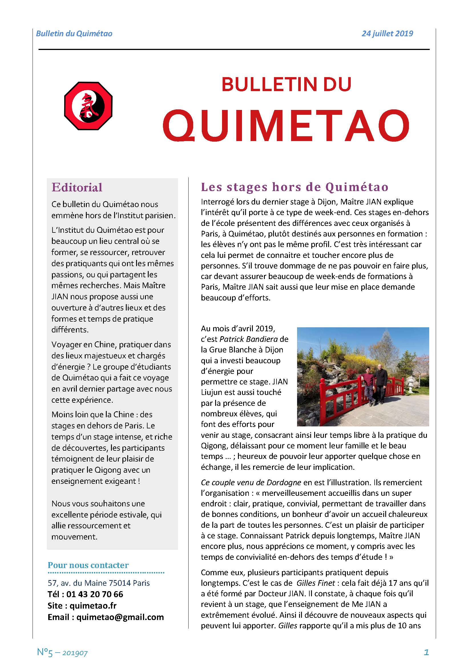 Bulletin du Quimetao n°5 du 24 juillet 2019