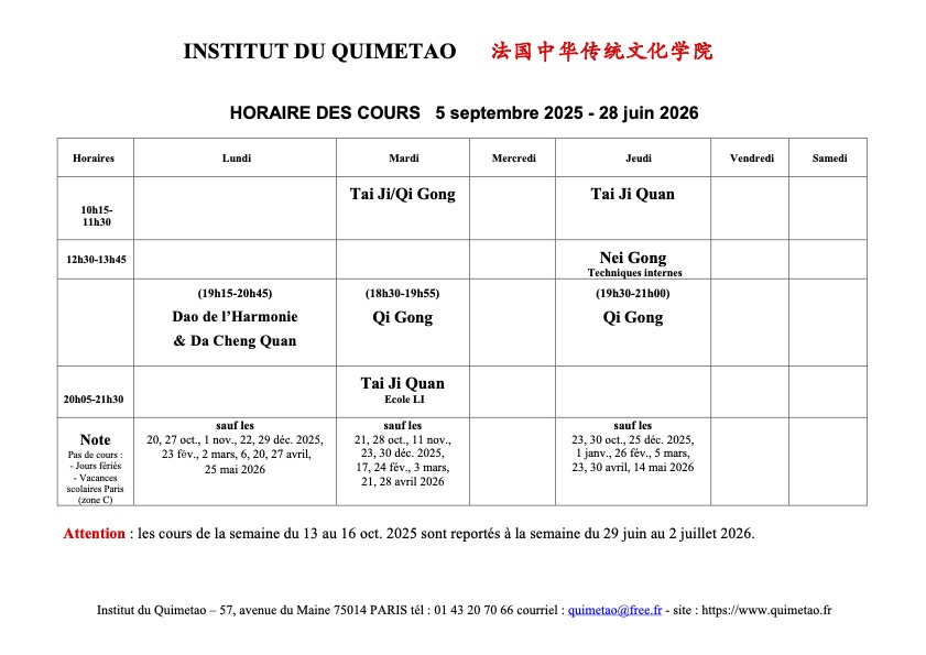 Horaires Cour-25-26